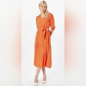 Marks & Spencer M&S Collection Wmns Orange Polka Dot Waisted Day Dress Sz18